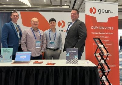 Gear Inc team at CCW Las Vegas 2024 Kevyn McGraw, VP, Essential Corporate Services, Desmond Tan, COO, Dexter Anog, Sales and Business Development Regional Manager, and Adam O’Connor, CCO